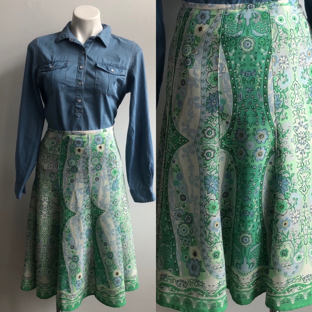 Jones Green Seafoam Paisley Skirt